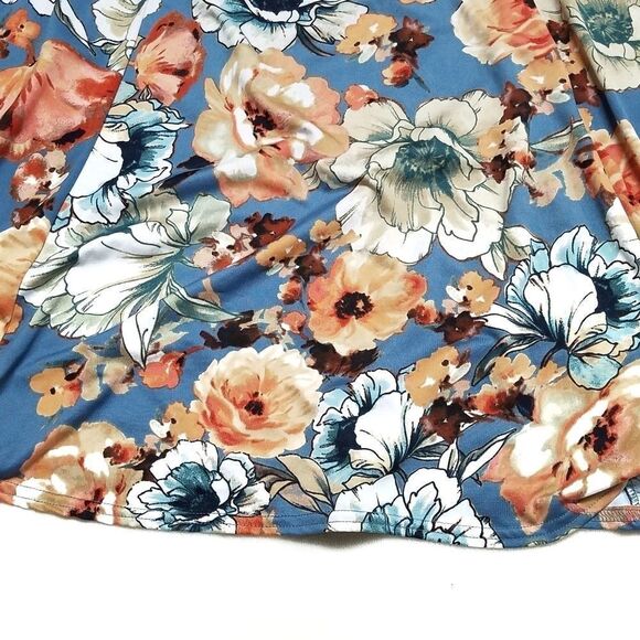 VINTAGE 80s Bedford Fair Blue Floral Skater Skirt - Picture 3 of 6